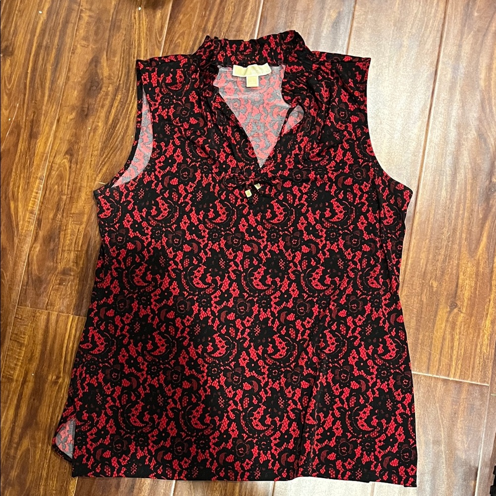 MICHAEL Michael Kors Black and Red Patterned Blouse
